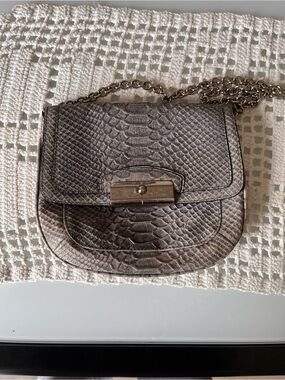 Coach Gray Faux Snakeskin shoulder bag with Silver Chain